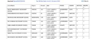 BEST 100 HIGH SCHOOLS IN TANZANIA GOVERNMENT AND PRIVATE 2024