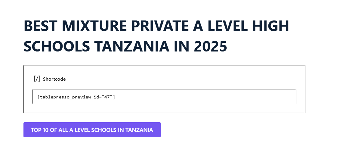 BEST MIXTURE PRIVATE A LEVEL HIGH SCHOOLS TANZANIA IN 2025