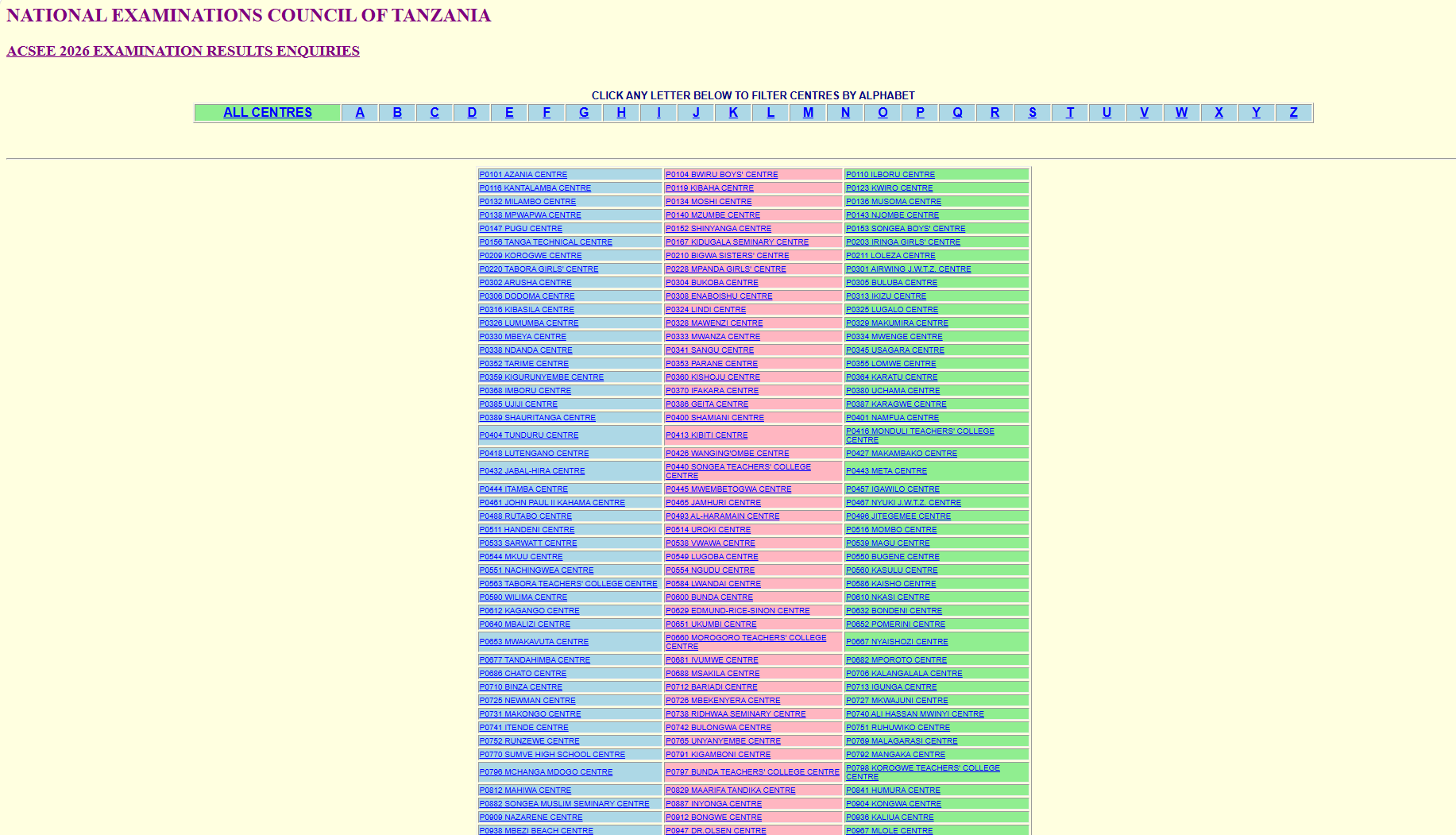 Download Necta Form Six Results 2026