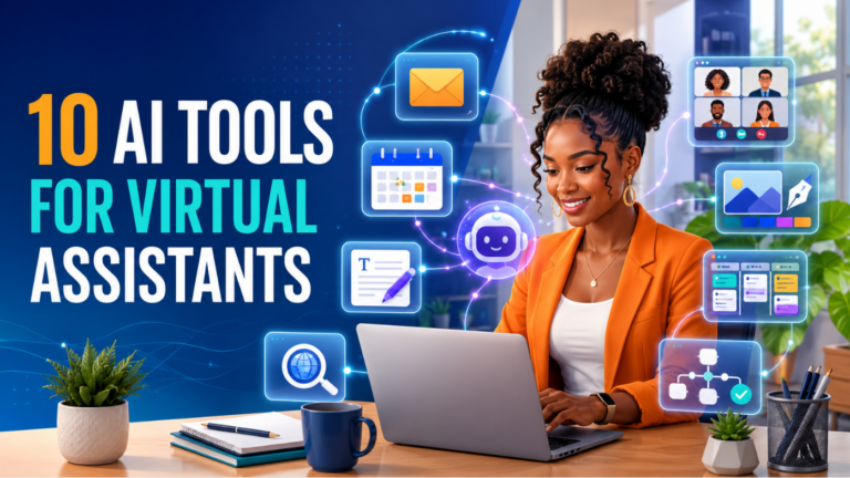 African virtual assistant using AI tools for email, scheduling, research, design and automation