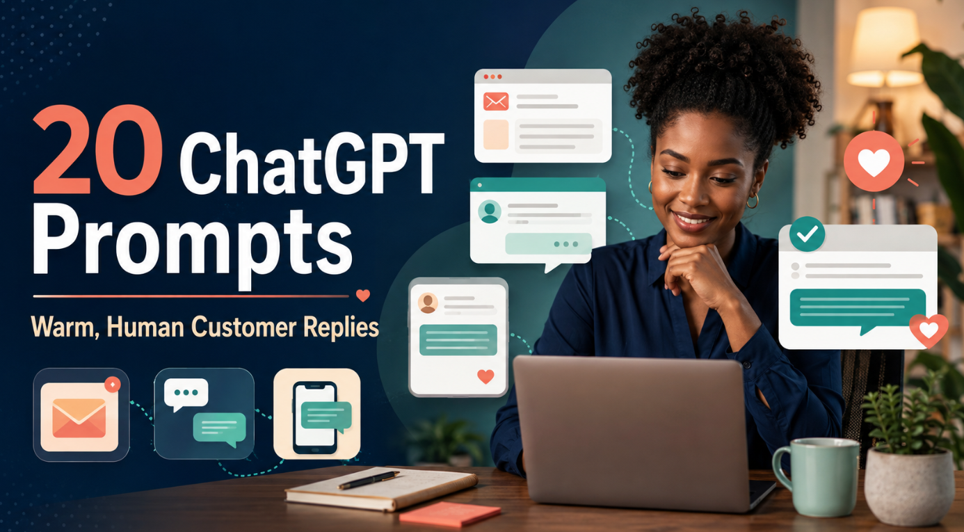 African customer-support professional using ChatGPT prompts to write warm and human customer replies
